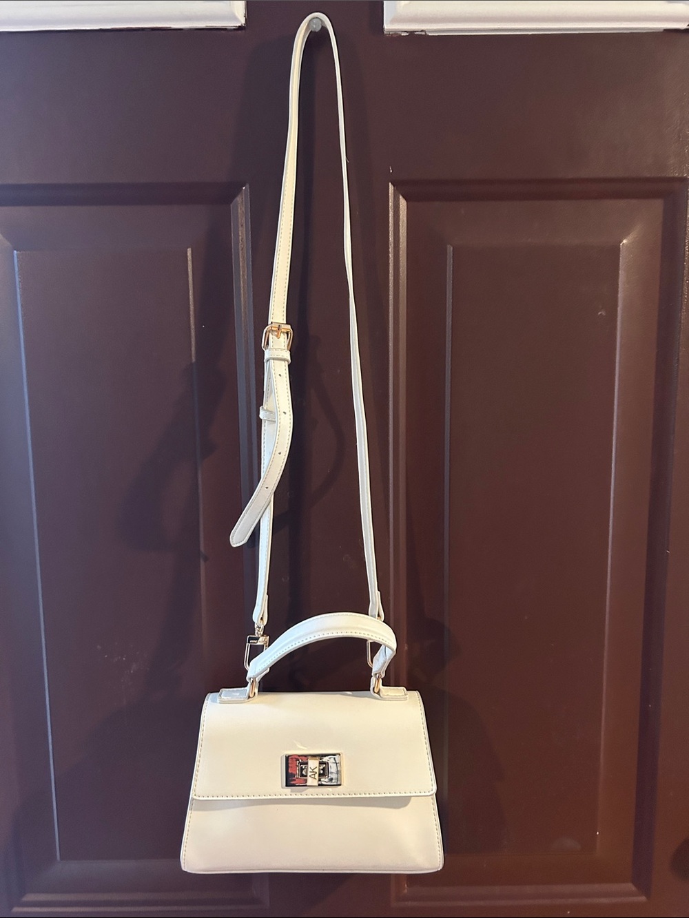 Anne Klein White Leather Crossbody Top-Handle Bag - Picture 3 of 7